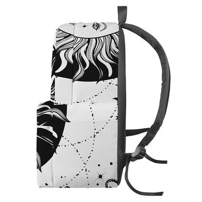 Black And White Celestial Sun Print Backpack