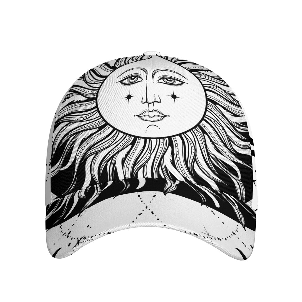 Black And White Celestial Sun Print Baseball Cap