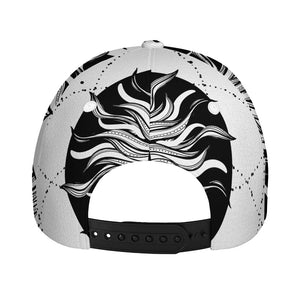 Black And White Celestial Sun Print Baseball Cap