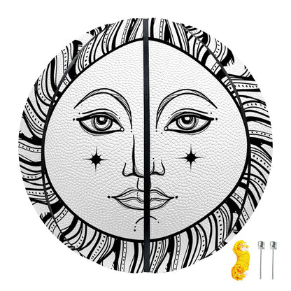 Black And White Celestial Sun Print Basketball