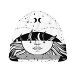 Black And White Celestial Sun Print Beanie
