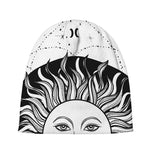 Black And White Celestial Sun Print Beanie