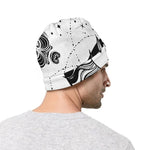 Black And White Celestial Sun Print Beanie