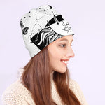 Black And White Celestial Sun Print Beanie
