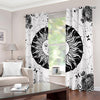 Black And White Celestial Sun Print Blackout Grommet Curtains