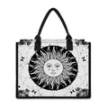 Black And White Celestial Sun Print Canvas Tote Bag