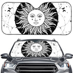 Black And White Celestial Sun Print Car Windshield Sun Shade