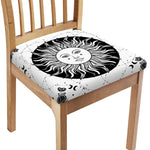 Black And White Celestial Sun Print Chair Cushion Cover