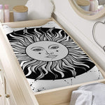 Black And White Celestial Sun Print Changing Pad Cover