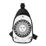 Black And White Celestial Sun Print Chest Bag