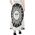 Black And White Celestial Sun Print Chiffon Maxi Skirt