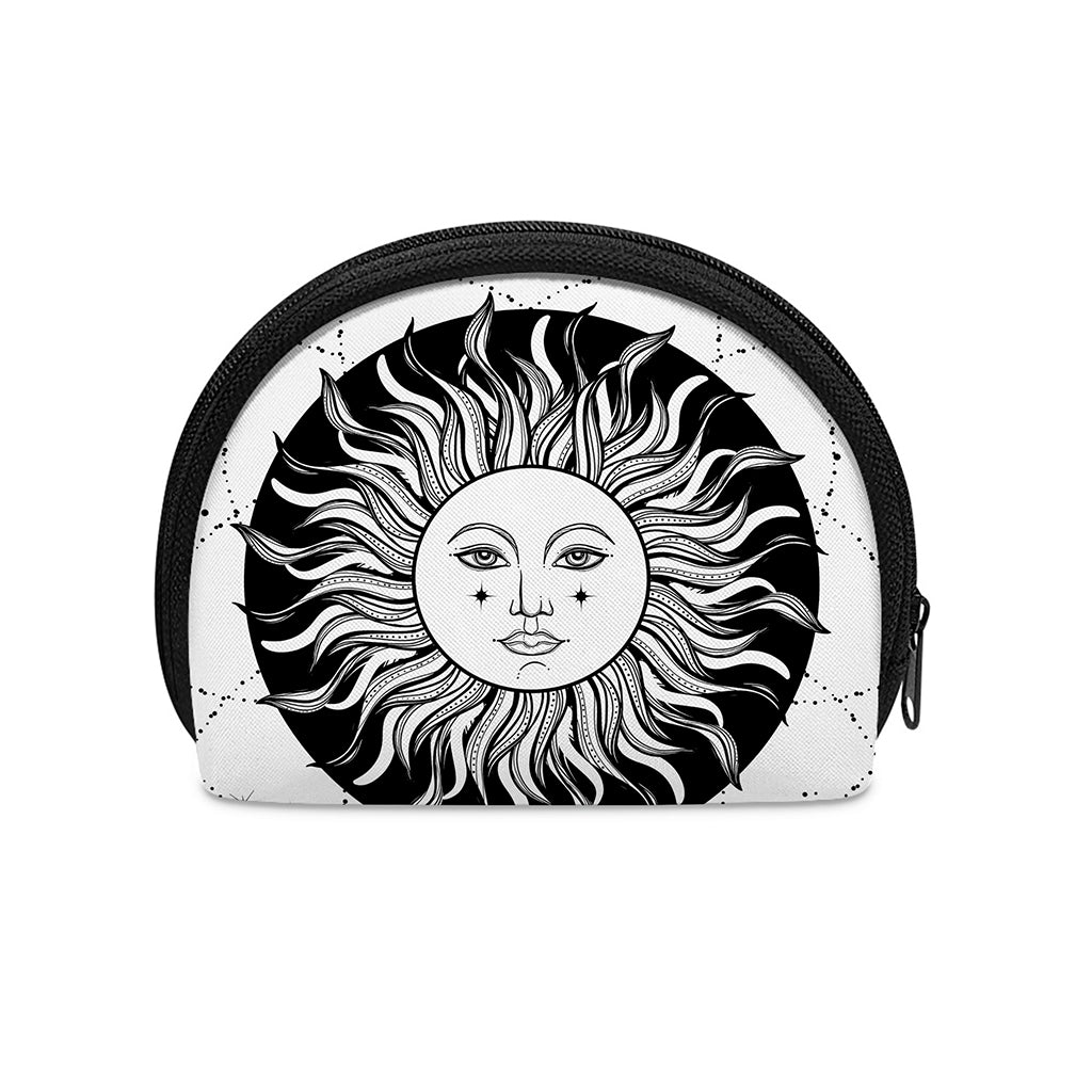 Black And White Celestial Sun Print Coin Purse