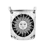 Black And White Celestial Sun Print Collapsible Laundry Basket