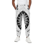 Black And White Celestial Sun Print Cotton Pants
