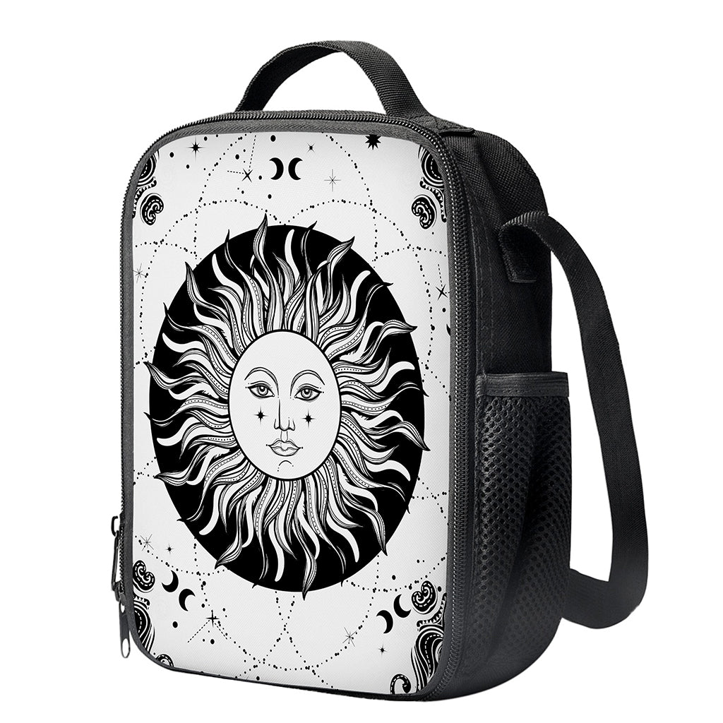 Black And White Celestial Sun Print Crossbody Lunch Bag
