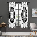Black And White Celestial Sun Print Grommet Curtain Panels