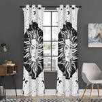 Black And White Celestial Sun Print Curtain