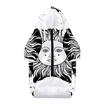 Black And White Celestial Sun Print Dog Zip Up Hoodie