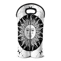Black And White Celestial Sun Print Double Neoprene Wine Tote