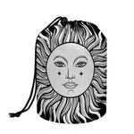 Black And White Celestial Sun Print Drawstring Makeup Bag