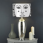Black And White Celestial Sun Print Drum Lamp Shade