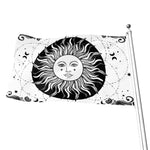 Black And White Celestial Sun Print Flag