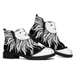 Black And White Celestial Sun Print Flat Ankle Boots