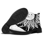 Black And White Celestial Sun Print Flat Ankle Boots