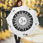 Black And White Celestial Sun Print Foldable Umbrella