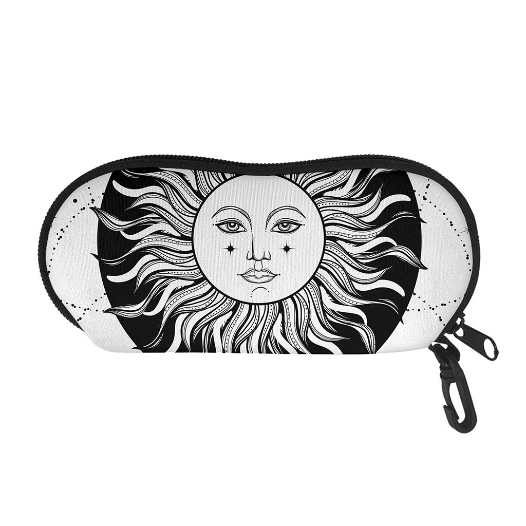 Black And White Celestial Sun Print Glasses Case