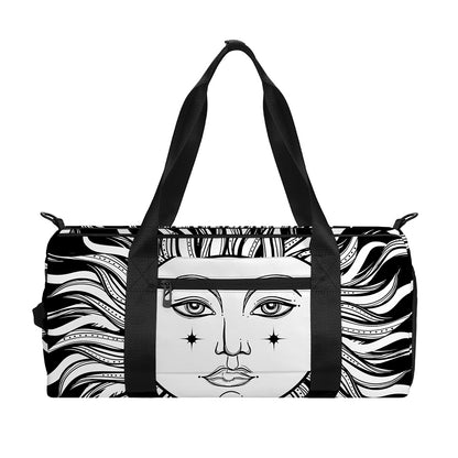 Black And White Celestial Sun Print Gym Bag