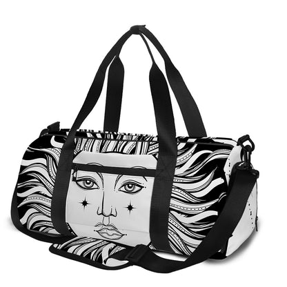 Black And White Celestial Sun Print Gym Bag