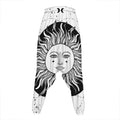 Black And White Celestial Sun Print Hammer Pants