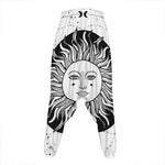 Black And White Celestial Sun Print Hammer Pants