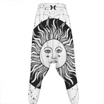 Black And White Celestial Sun Print Hammer Pants