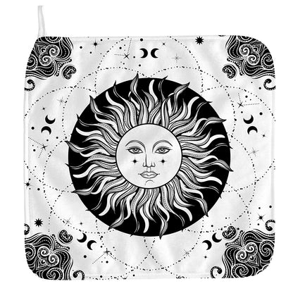 Black And White Celestial Sun Print Hand Towel