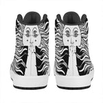 Black And White Celestial Sun Print High Top Leather Sneakers