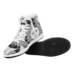 Black And White Celestial Sun Print High Top Leather Sneakers