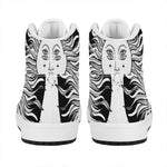 Black And White Celestial Sun Print High Top Leather Sneakers