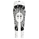 Black And White Celestial Sun Print High-Waisted Pocket Leggings