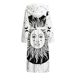 Black And White Celestial Sun Print Hooded Bathrobe