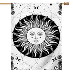 Black And White Celestial Sun Print House Flag