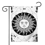 Black And White Celestial Sun Print House Flag