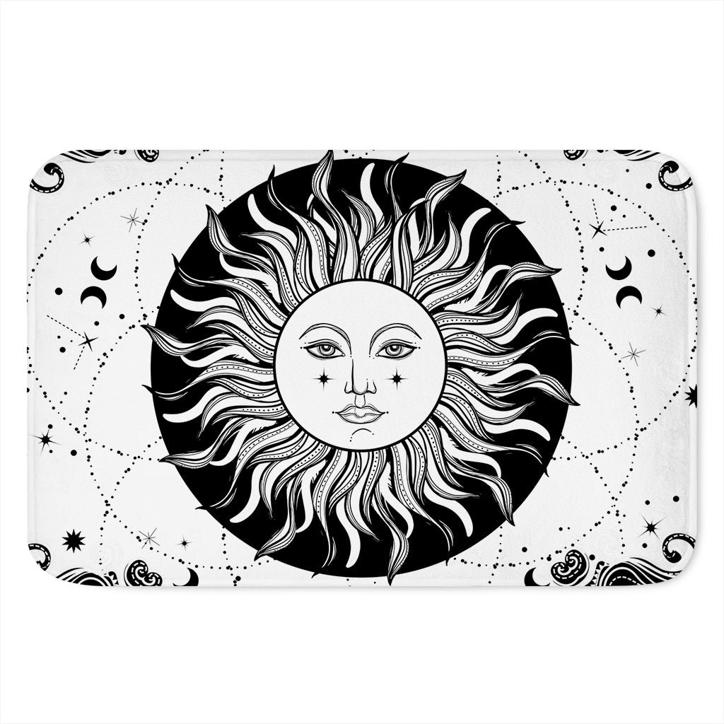 Black And White Celestial Sun Print Indoor Door Mat