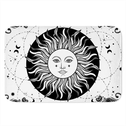 Black And White Celestial Sun Print Indoor Door Mat