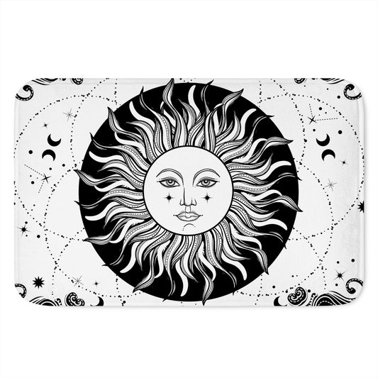 Black And White Celestial Sun Print Indoor Door Mat