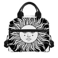 Black And White Celestial Sun Print Insulated Lunch Bag