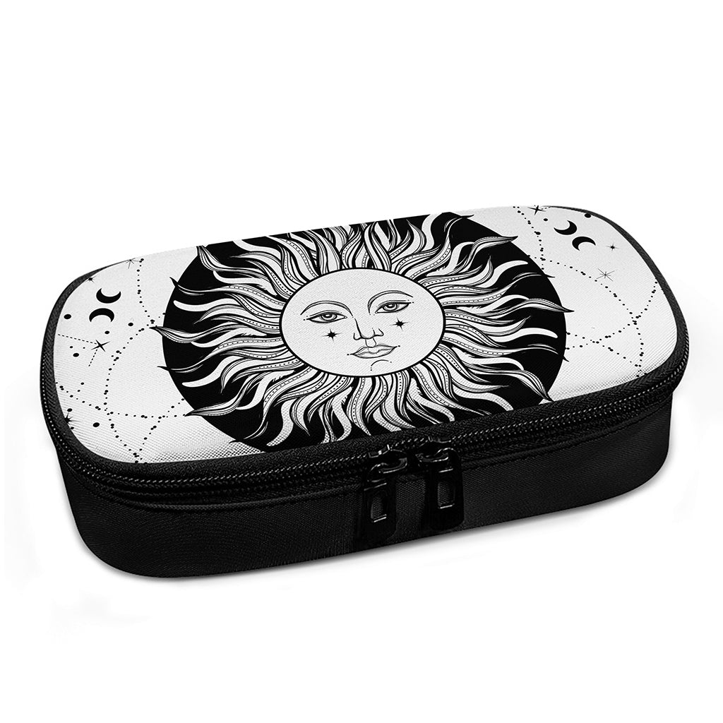 Black And White Celestial Sun Print Insulin Cooler Travel Case