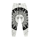 Black And White Celestial Sun Print Jogger Pants