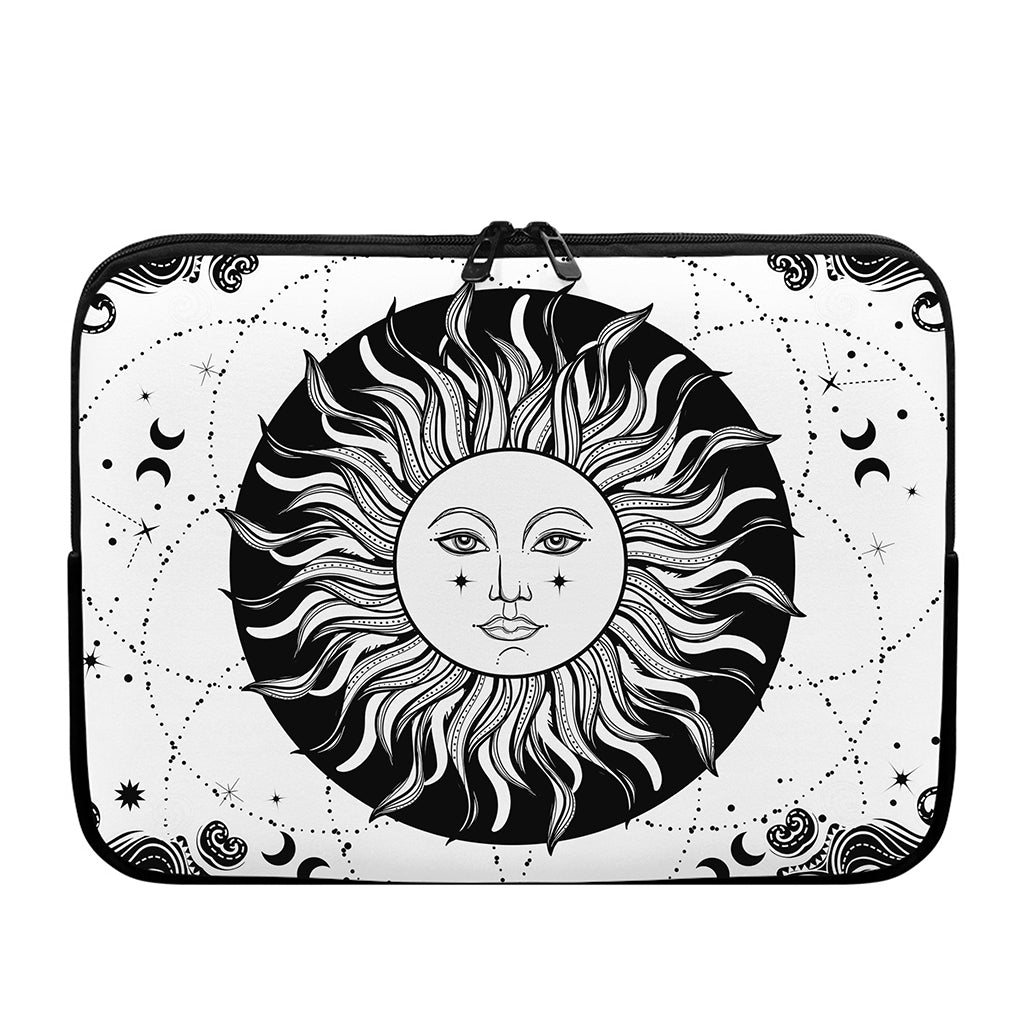 Black And White Celestial Sun Print Laptop Sleeve